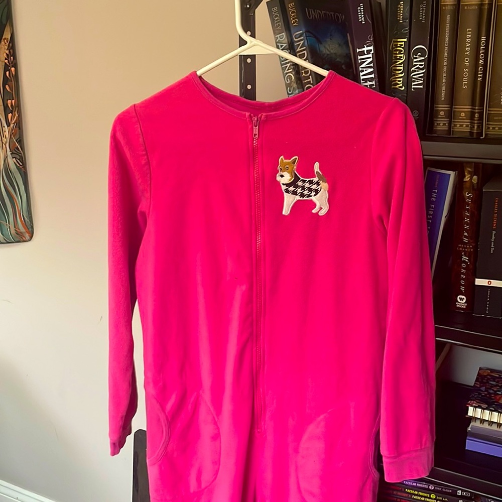 Pink Doggy Onesie with Pockets (Small)